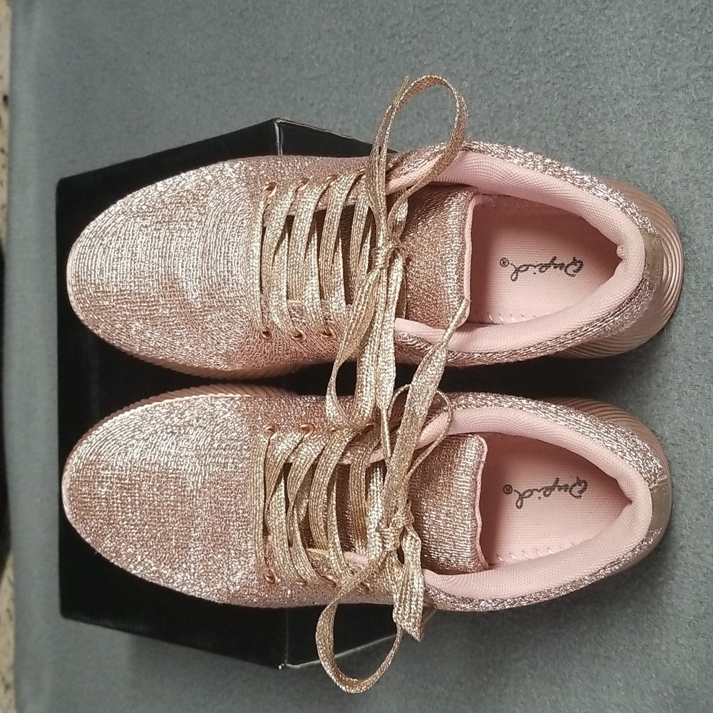 Qupid Rose Gold sneakers..Size 7.5. Color light Pink